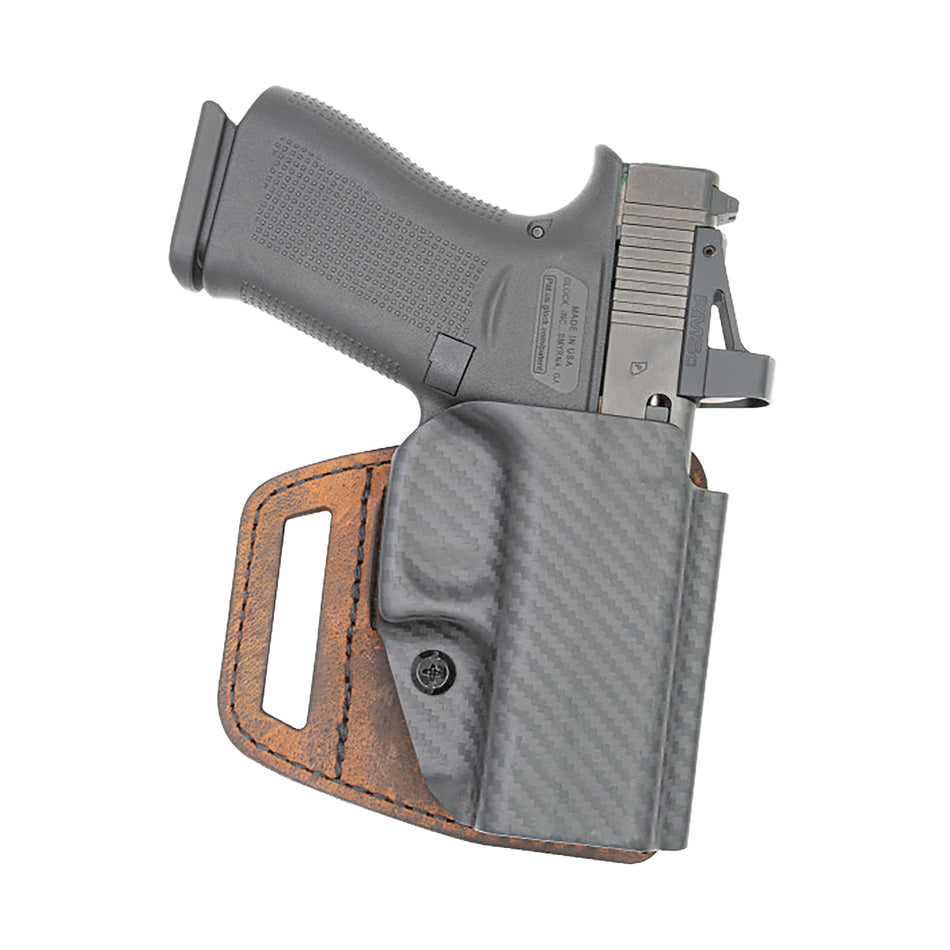 Versacarry VSL211G19 V-Slide OWB Brown Leather/Polymer Belt Slide Fits Glock 19 Right Hand