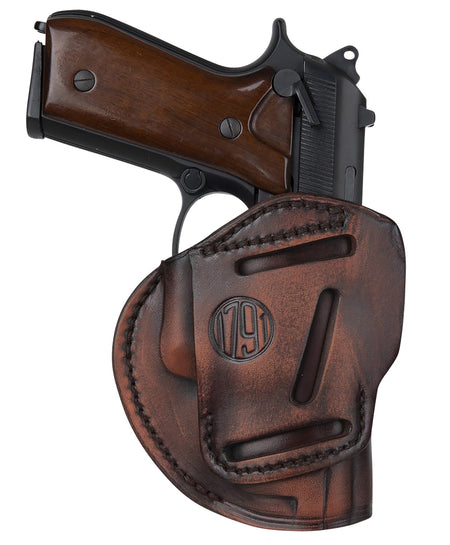 1791 Gunleather 3WH6VTGA 3-Way IWB/OWB Size 06 Vintage Leather Belt Loop Fits Beretta 92 Fits Walther PPQ Fits Sig P320 Ambidextrous Hand