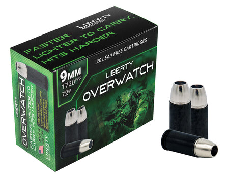 Liberty Ammunition LAOW9MM721700 OverWatch Open Cavity Design 72 Grain 9mm Luger/Parabellum 1720 fps