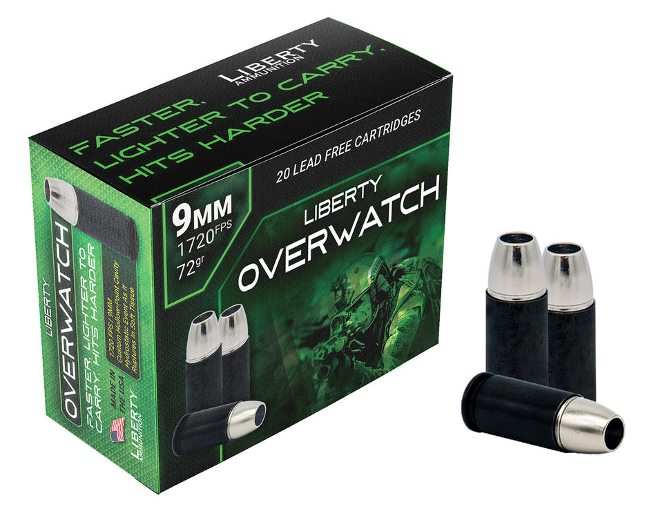 Liberty Ammunition LAOW9MM721700 OverWatch Open Cavity Design 72 Grain 9mm Luger/Parabellum 1720 fps