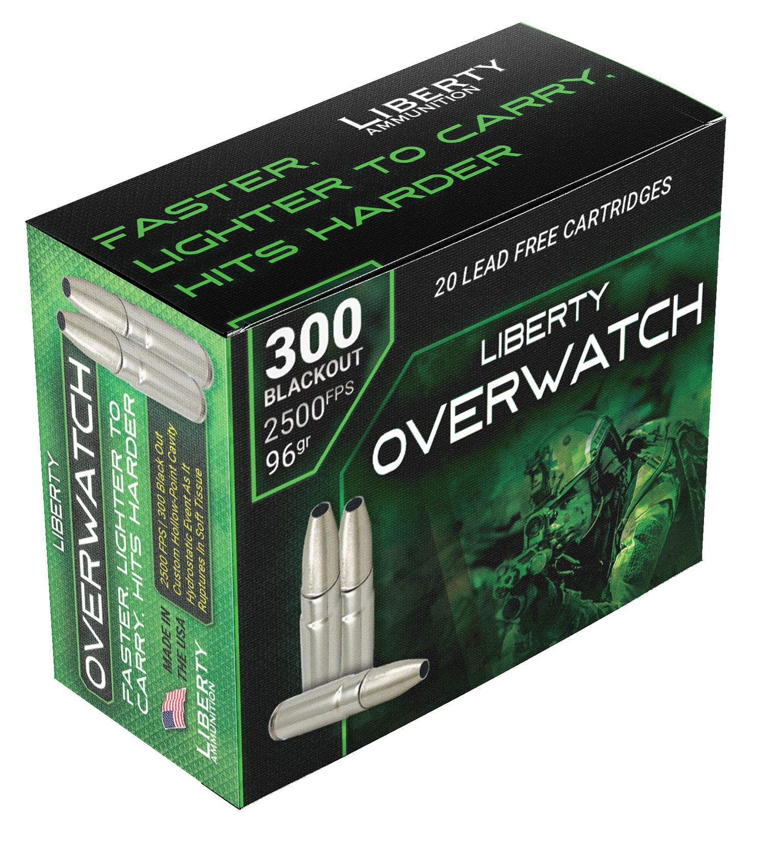 Liberty Ammunition .300 AAC Blackout OverWatch 96gr Open Cavity Design Ammo