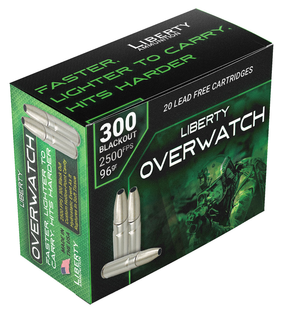Liberty Ammunition .300 AAC Blackout OverWatch 96gr Open Cavity Design Ammo