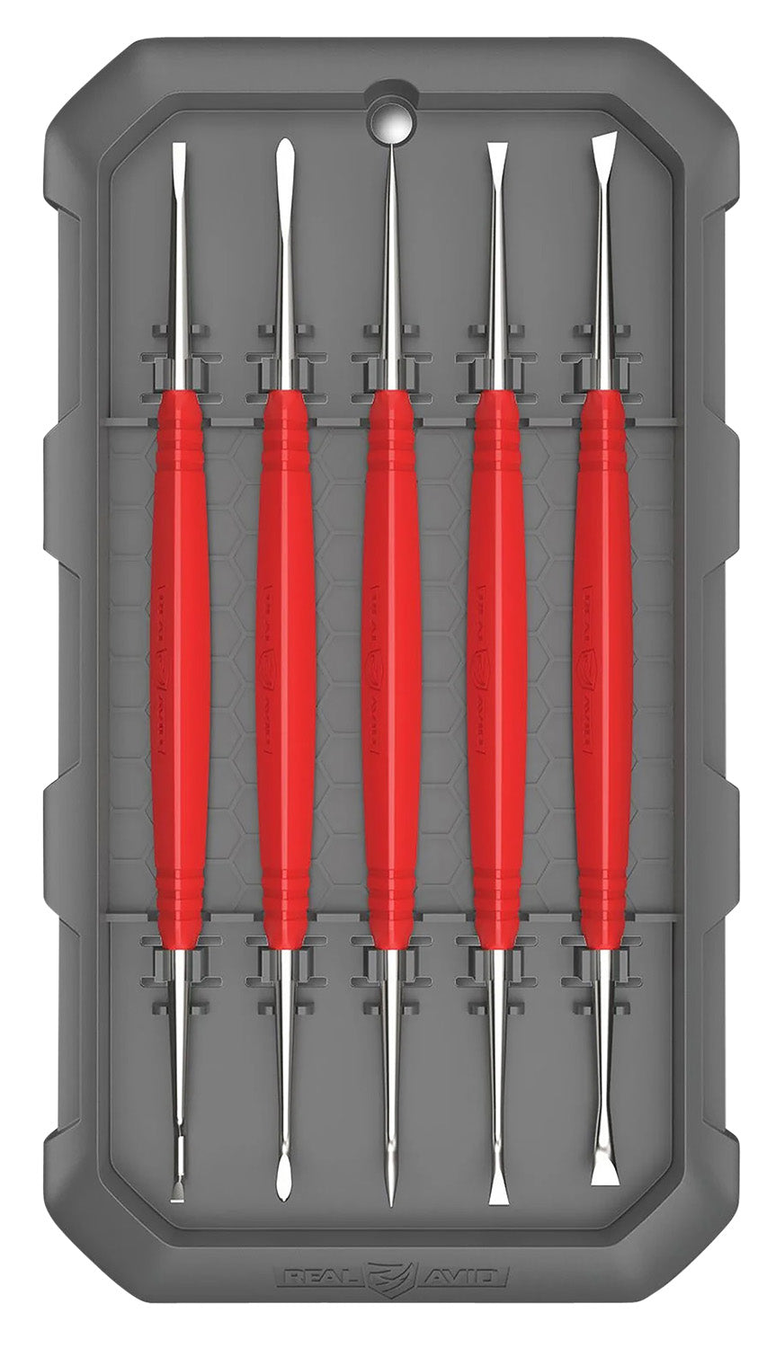 Real Avid AVAGSPS Accu-Grip Steel Picks Red Rubber Overmold Handle 5 Pieces