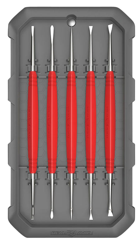 Real Avid AVAGSPS Accu-Grip Steel Picks Red Rubber Overmold Handle 5 Pieces