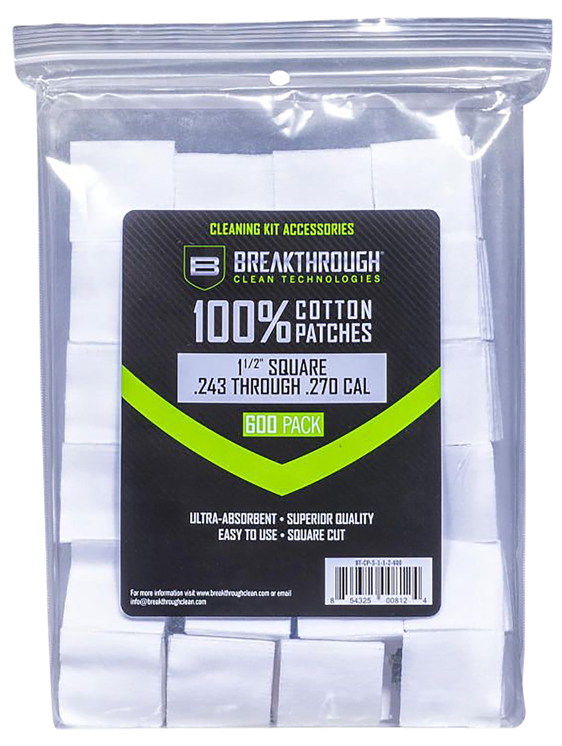 Breakthrough Clean BTCPS112600 Square Patches 243/270 Cal 600 pieces