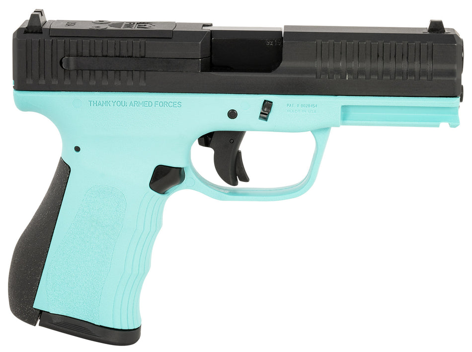FMK FMKG49BJ G3 9mm Luger 14+1 4" Stainless Steel Barrel, Black Optic Cut/Serrated Carbon Steel Slide, Blue Jay Polymer Frame w/Picatinny Rail, Black Backstrap Grip