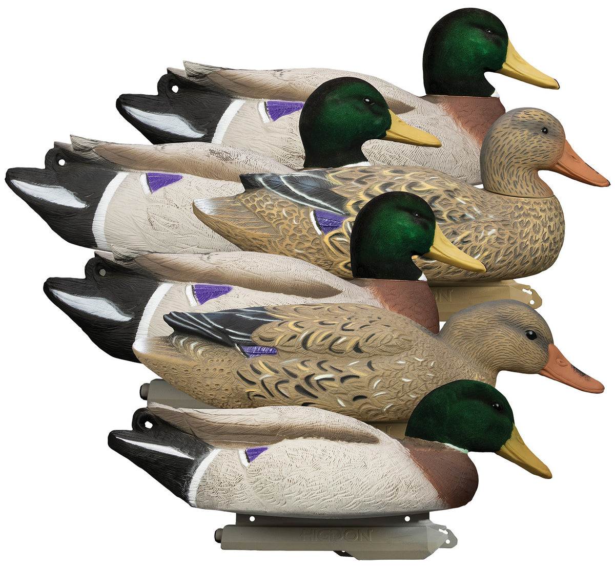Higdon Outdoors 16034 Battleship Oversized Mallards Species Multi Color Foam Filled Features Flocked Heads 6 Pack