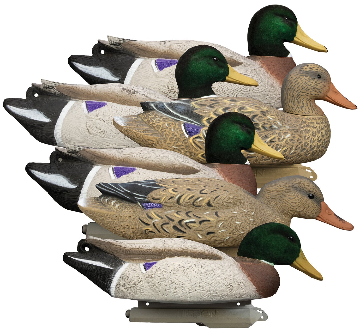 Higdon Outdoors 16034 Battleship Oversized Mallards Species Multi Color Foam Filled Features Flocked Heads 6 Pack