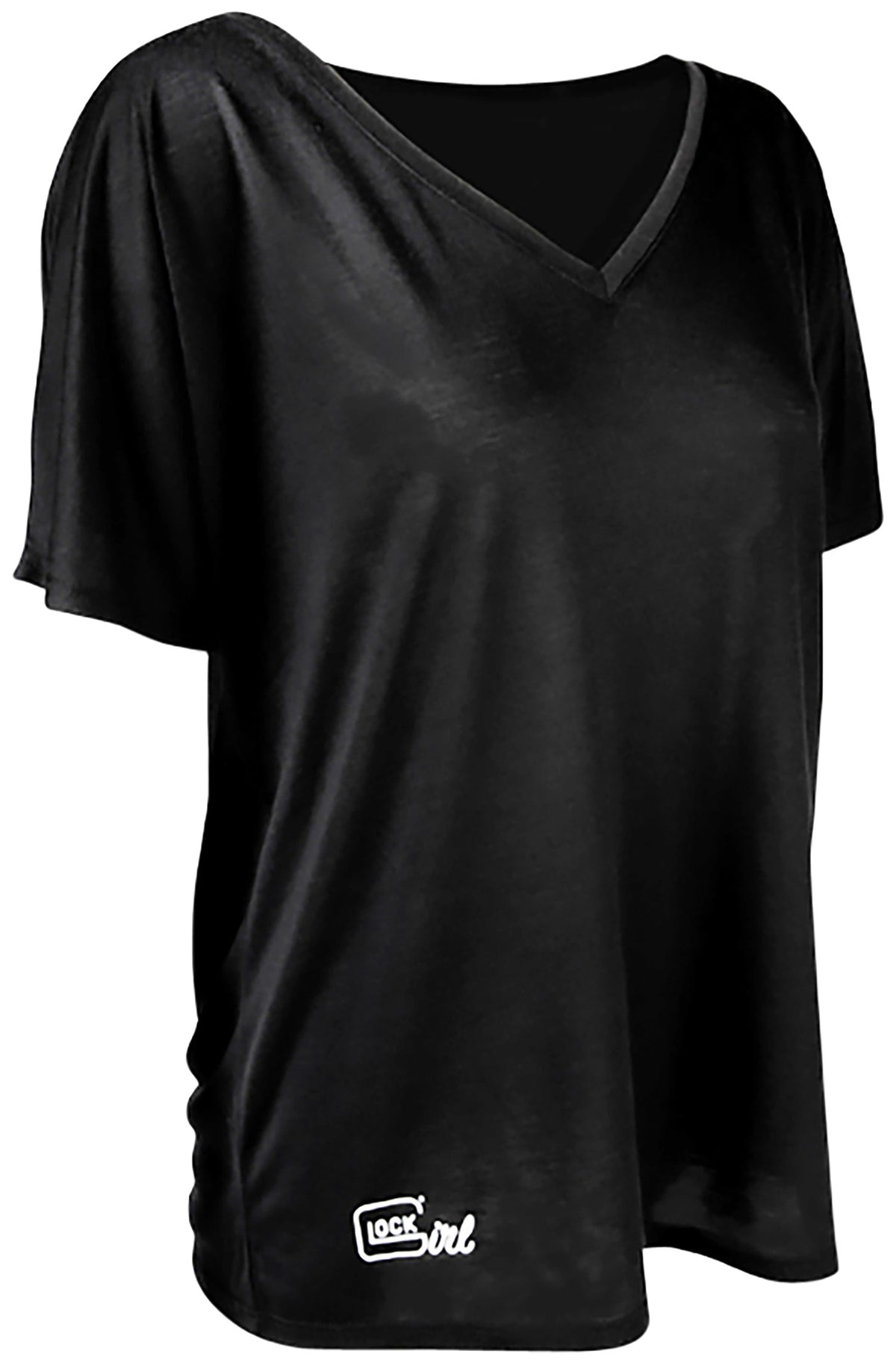 Glock AP960350 Glock Girl Relaxed Black Pre-Shrunk Cotton Short Sleeve V-Neck Small