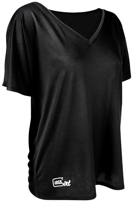 Glock AP960350 Glock Girl Relaxed Black Pre-Shrunk Cotton Short Sleeve V-Neck Small