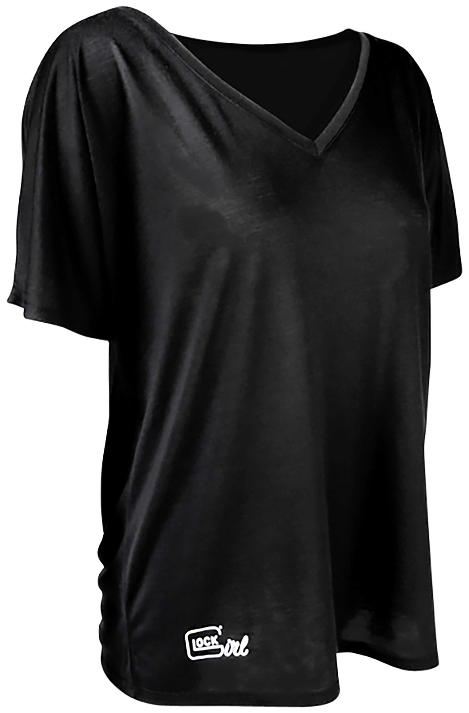 Glock AP960351 Glock Girl Relaxed Black Pre-Shrunk Cotton Short Sleeve V-Neck Medium