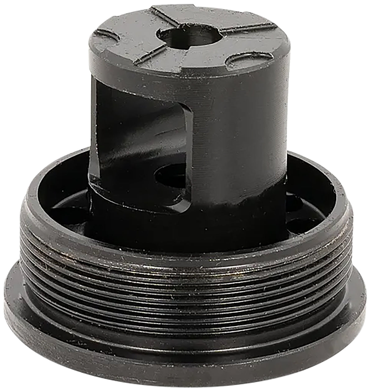 ADVANCED ARMAMENT COMPANY 65010 Flange Indexing Direct-Thread Adapter 1/2"-28 tpi, Muzzle Brake Design, for 1-3/8"-24 tpi Tubes