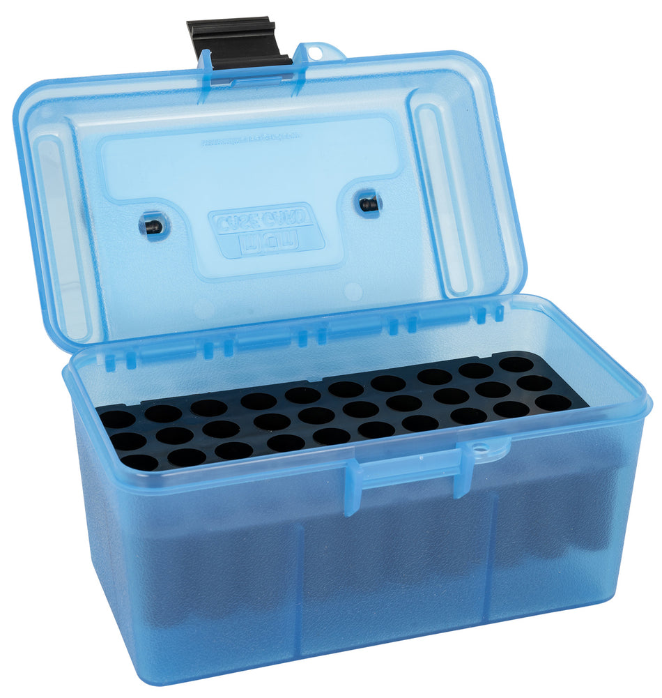 MTM Case-Gard H50RM24 Deluxe Ammo Box Rifle Clear Blue Polypropylene 50rd