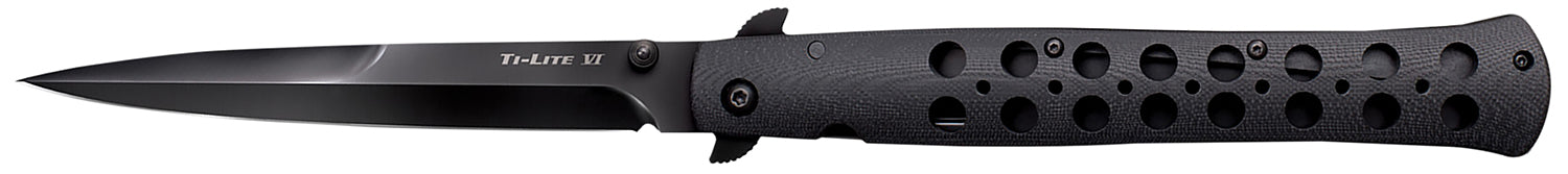 Cold Steel CS26C6AA Ti-Lite 6" Folding Spear Point Plain Black w/DLC Cooating S35VN SS Blade/4.75" Black G10 Handle Includes Belt Clip