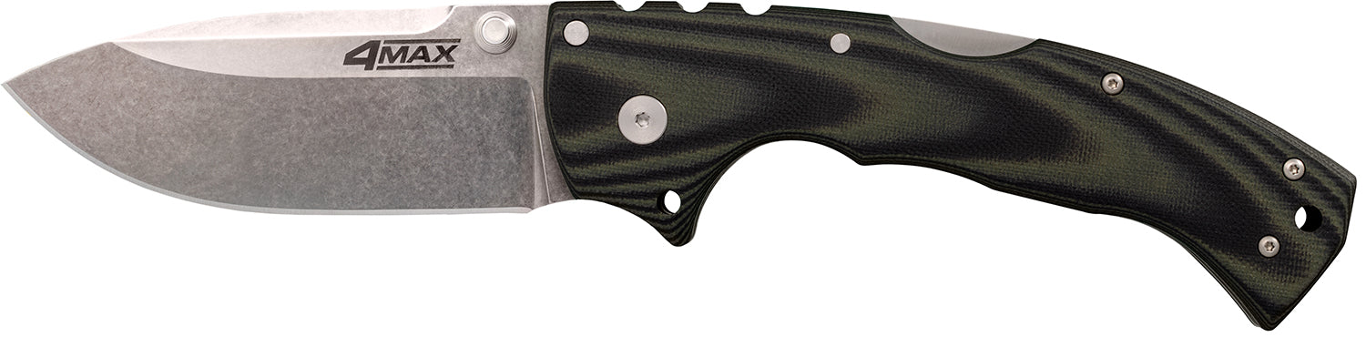 Cold Steel CS62RMA 4-Max Elite 4" Folding Drop Point Stonewashed S35VN SS Blade/6" Black G10 Handle Includes Belt Clip