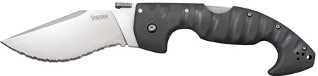 Cold Steel CS21SS Spartan 4.50" Folding Clip Point Serrated Satin Griv-Ex Blade/6" Black Contoured Griv-Ex Handle Includes Belt Clip