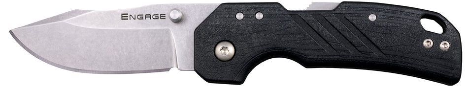 Cold Steel CSFL25DPLC Engage 2.50" Folding Clip Point Plain Stonewashed 4116 SS Blade/Black GFN Handle Includes Belt Clip