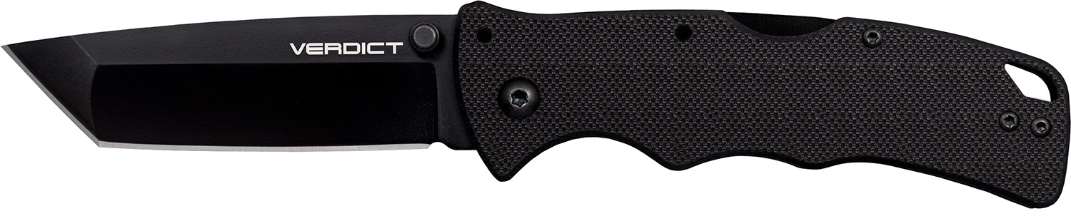 Cold Steel CSFLC3T10A Verdict 3" Folding Tanto Plain Black Matte AUS-10A SS Blade/Black G10 Handle Includes Belt Clip