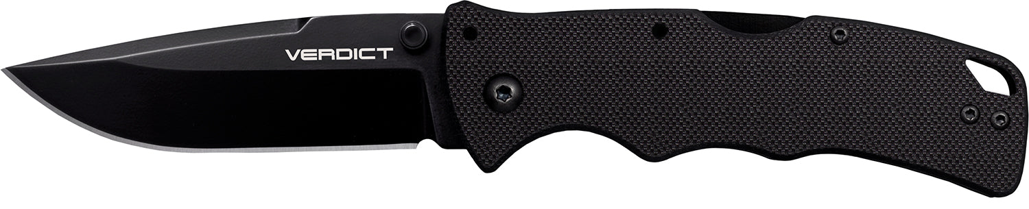 Cold Steel CSFLC3SP10A Verdict 3" Folding Spear Point Plain Black Matte AUS-10A SS Blade/Black G10 Handle Includes Belt Clip