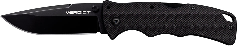 Cold Steel CSFLC3SP10A Verdict 3" Folding Spear Point Plain Black Matte AUS-10A SS Blade/Black G10 Handle Includes Belt Clip