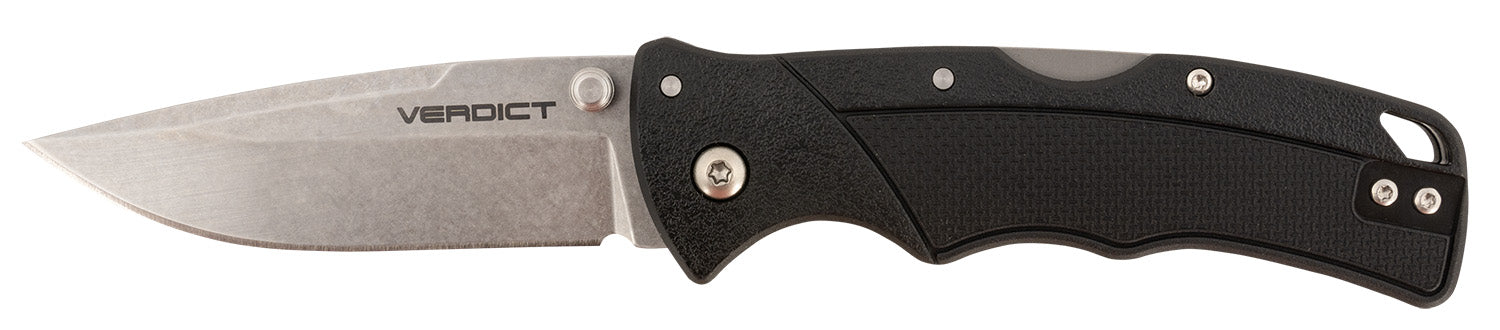 Cold Steel CSFLC3SPSSZ Verdict 3" Folding Clip Point Plain Stonewashed 4116 SS Blade/Black GFN Handle Includes Belt Clip