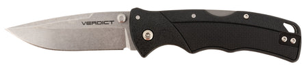 Cold Steel CSFLC3SPSSZ Verdict 3" Folding Clip Point Plain Stonewashed 4116 SS Blade/Black GFN Handle Includes Belt Clip