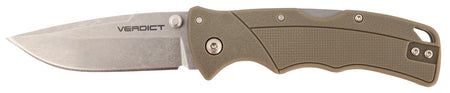 Cold Steel CSFLC3SPSSFDEZ Verdict 3" Folding Spear Point Plain Stonewashed 4116 SS Blade/Brown GFN Handle Includes Belt Clip
