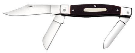 Cold Steel CSFLSTKMN Stockman 2"/2.30"/3.50" Folding Clip/Sheepsfoot/Spey Plain 8Cr13MoV SS Blade/Rough Black w/Polished Bolsters Bone Handle