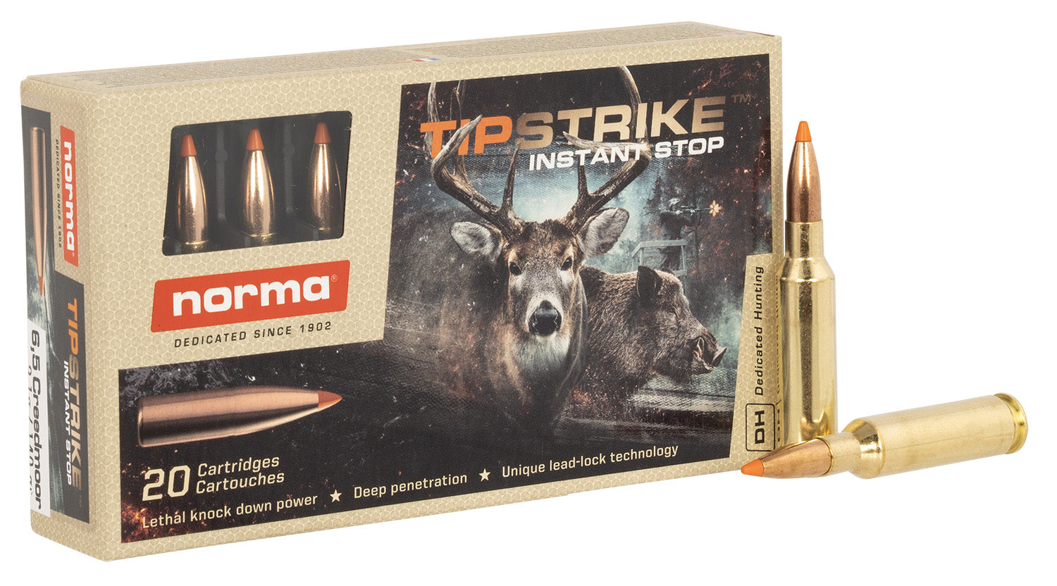 Norma 6.5mm Creedmoor Dedicated Hunting Tipstrike 140gr PolyTip Ammo
