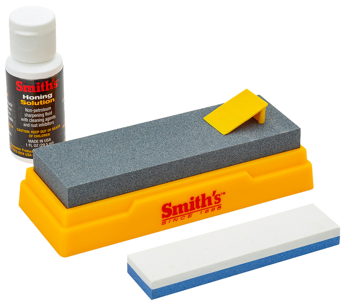 Smiths Products 51328 Combination Bench Stone Gray/Yellow Synthetic Stone Includes Honing Oil