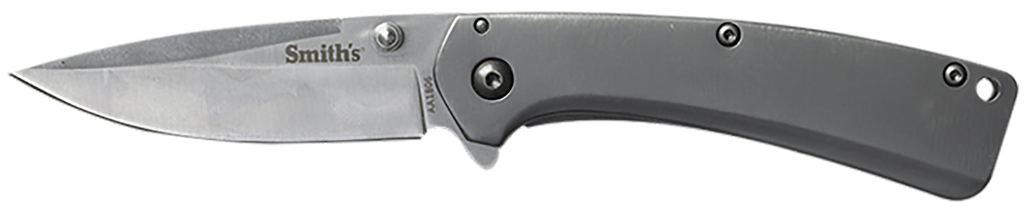 Smiths Products 51008 Furrow 2.90" Folding Drop Point Plain Satin Titanium Coated Stainless Steel Blade/Stainless Steel Handle Includes Pocket Clip