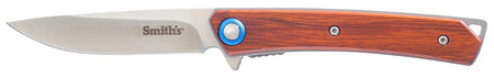 Smiths Products 51304 Ecesis 3" Folding Drop Point Plain Satin 3Cr13MoV SS Blade/Natural Wood/Black SS Handle Includes Pocket Clip