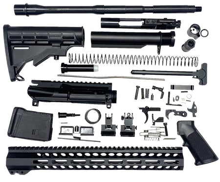 Bowden Tactical J27113 AR Rifle Build Kit Complete, 13" M-Lok Handguard, Mil-Spec Parts, Flip Up Sights