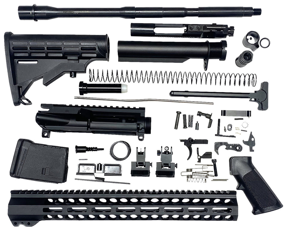 Bowden Tactical J27113 AR Rifle Build Kit Complete, 13" M-Lok Handguard, Mil-Spec Parts, Flip Up Sights