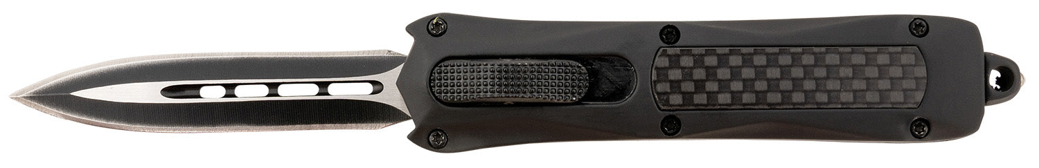 Steel River Knives MA163BD Spartan Mini 2.70" OTF Dagger Plain Black/Silver 440C SS Blade/ Black w/Carbon Fiber Inlay Aluminum Zinc Alloy Handle