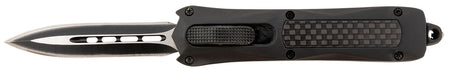 Steel River Knives MA163BD Spartan Mini 2.70" OTF Dagger Plain Black/Silver 440C SS Blade/ Black w/Carbon Fiber Inlay Aluminum Zinc Alloy Handle