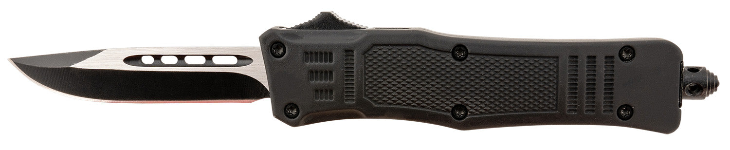 Steel River Knives MT616BDP Spartan Mini 2.75" OTF Drop Point Plain Black/Silver 440C SS Blade/ 4.25" Black Aluminum Zinc Alloy Handle