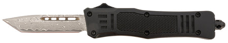 Steel River Knives MT616BRDAMT Spartan Mini 2.75" OTF Tanto Plain Real Damascus/4.25" Black Aluminum Zinc Alloy Handle