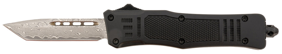Steel River Knives MT616BRDAMT Spartan Mini 2.75" OTF Tanto Plain Real Damascus/4.25" Black Aluminum Zinc Alloy Handle