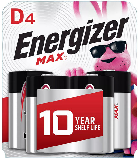 Energizer E95BP4 MAX D Batteries Black & Silver Alkaline 1.5 Volt, Qty (12) 4 Pack