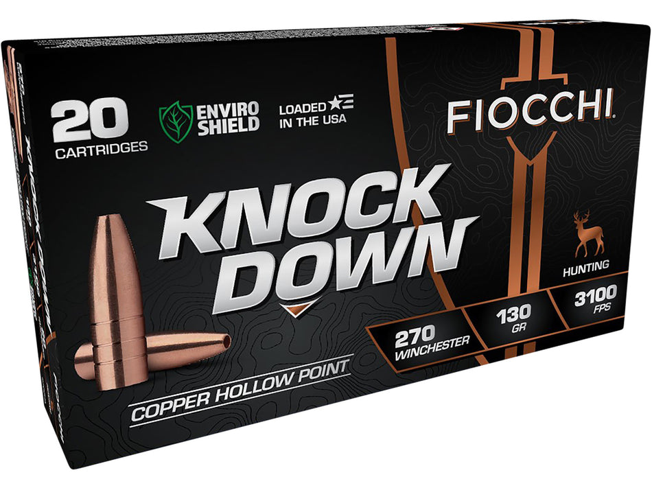 Fiocchi 270CHA Knock Down Enviro Shield Hollow Point 130 Grain .270 Winchester 3100 fps