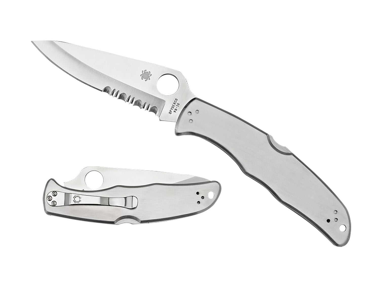 Spyderco C10PS Endura 4 3.85" Folding Plain Satin VG-10 SS Blade/Satin Stainless Steel Handle Includes Pocket Clip