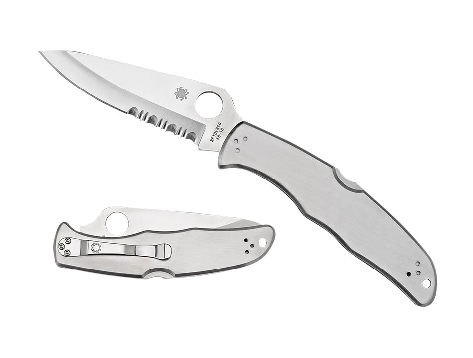 Spyderco C10PS Endura 4 3.85" Folding Plain Satin VG-10 SS Blade/Satin Stainless Steel Handle Includes Pocket Clip