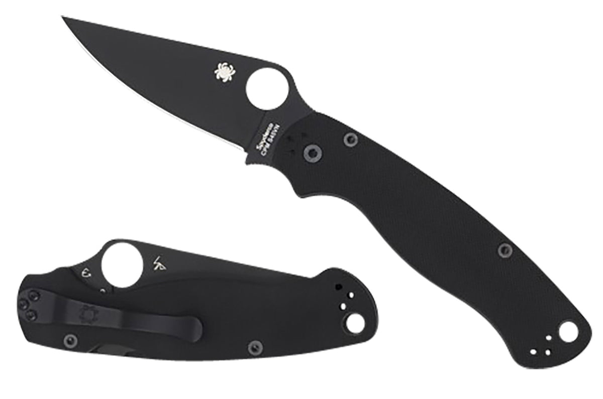 Spyderco C81GPBK2 Para Military 2 3.42" Folding Plain Black DLC CPM S45VN SS Blade/Black Textured G10 Handle Includes Pocket Clip
