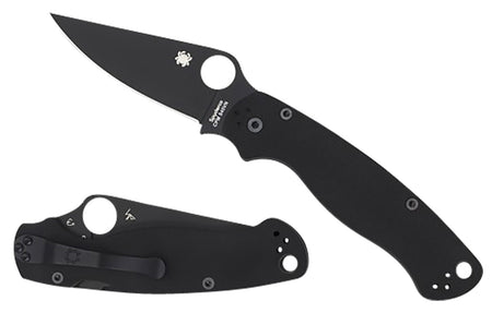 Spyderco C81GPBK2 Para Military 2 3.42" Folding Plain Black DLC CPM S45VN SS Blade/Black Textured G10 Handle Includes Pocket Clip