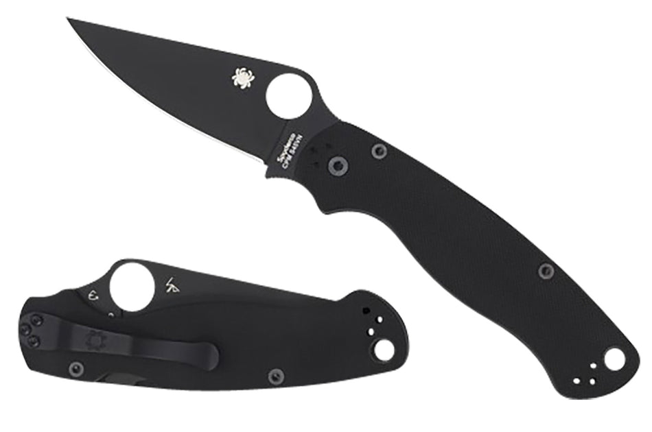 Spyderco C81GPBK2 Para Military 2 3.42" Folding Plain Black DLC CPM S45VN SS Blade/Black Textured G10 Handle Includes Pocket Clip