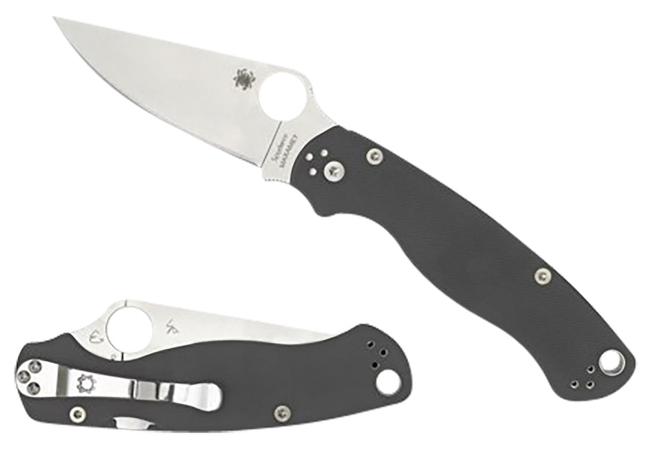 Spyderco C81GPDGY2 Para Military 2 3.47" Folding Plain Satin Maxamet Steel Blade/Dark Gray Textured G10 Handle Includes Pocket Clip