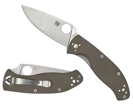 Spyderco C122GBNM4P Tenacious 3.35" Folding Plain CPM M4 Blade/ Brown Textured G10 Handle Includes Pocket Clip