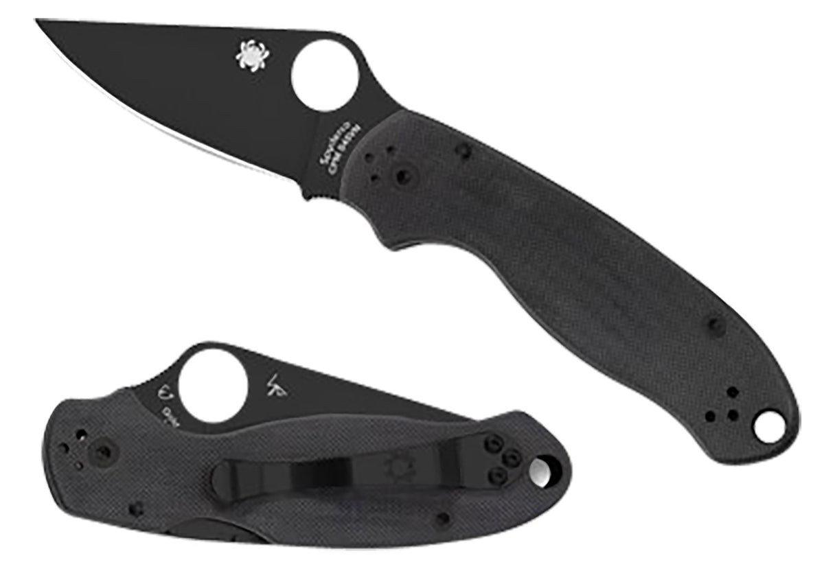 Spyderco C223GPBK Para 3 2.95" Folding Clip Point Plain Black DLC CPM S45VN SS Blade/Black G10 Handle Includes Pocket Clip