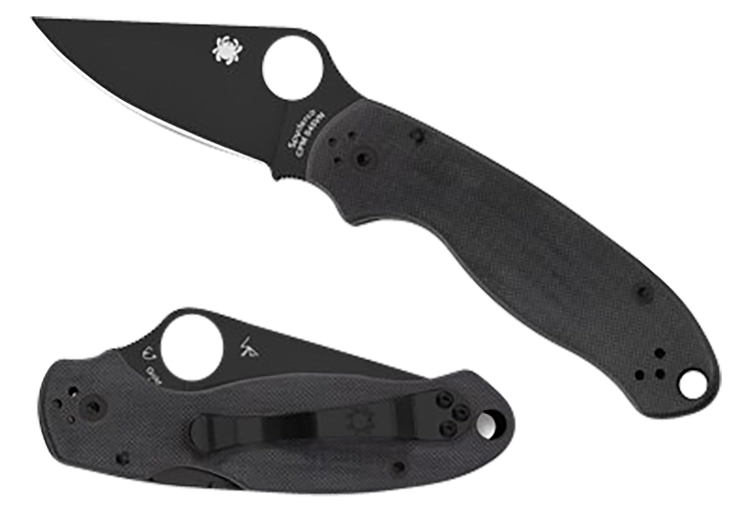 Spyderco C223GPBK Para 3 2.95" Folding Clip Point Plain Black DLC CPM S45VN SS Blade/Black G10 Handle Includes Pocket Clip